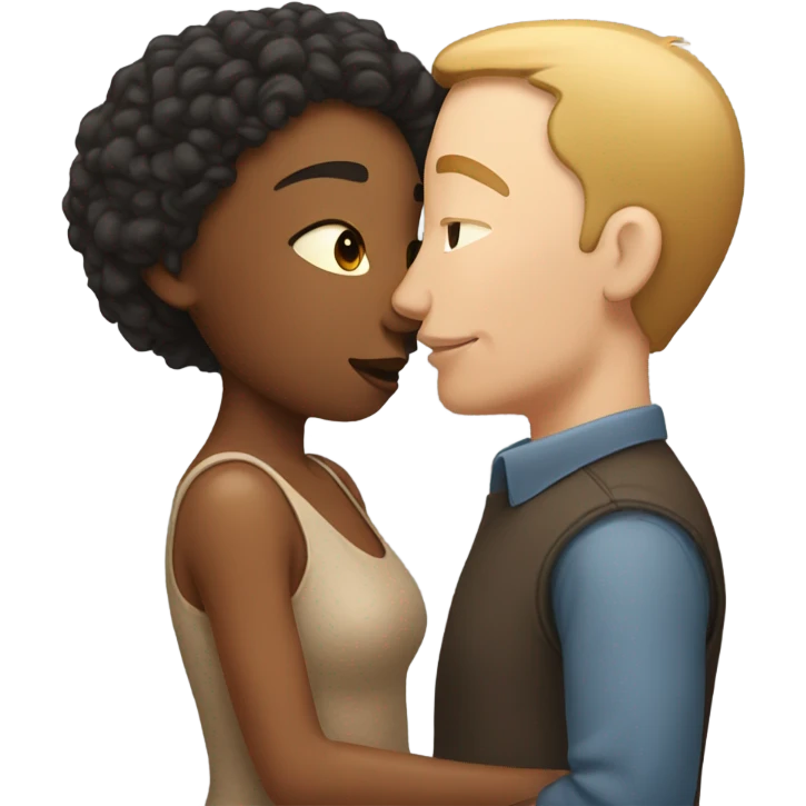 Mixed woman kissing white man  emoji