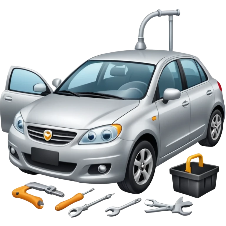car with a small dent being fixed emoji