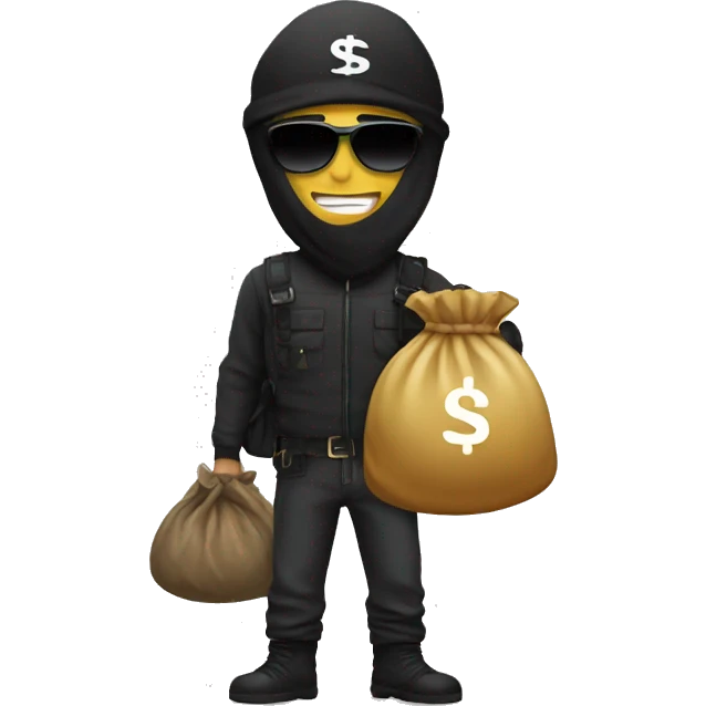 Stereotypical robber with money bag emoji