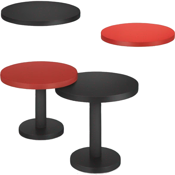 2 tables, 1 black and another red emoji