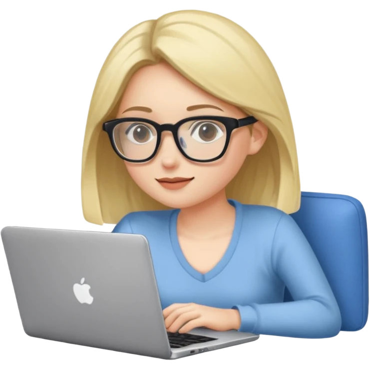 A girl is working with a laptop while lying horizontal on the sofa emoji