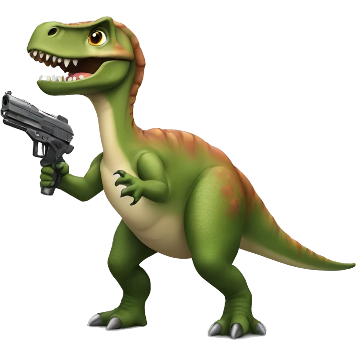 Dinosaur with a gun emoji