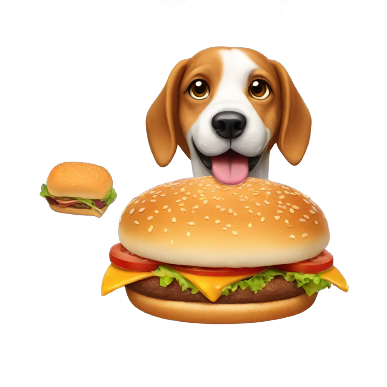 Dog with burger emoji