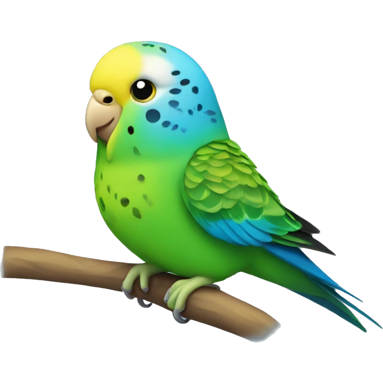 green budgie with yellow head and blue nose emoji