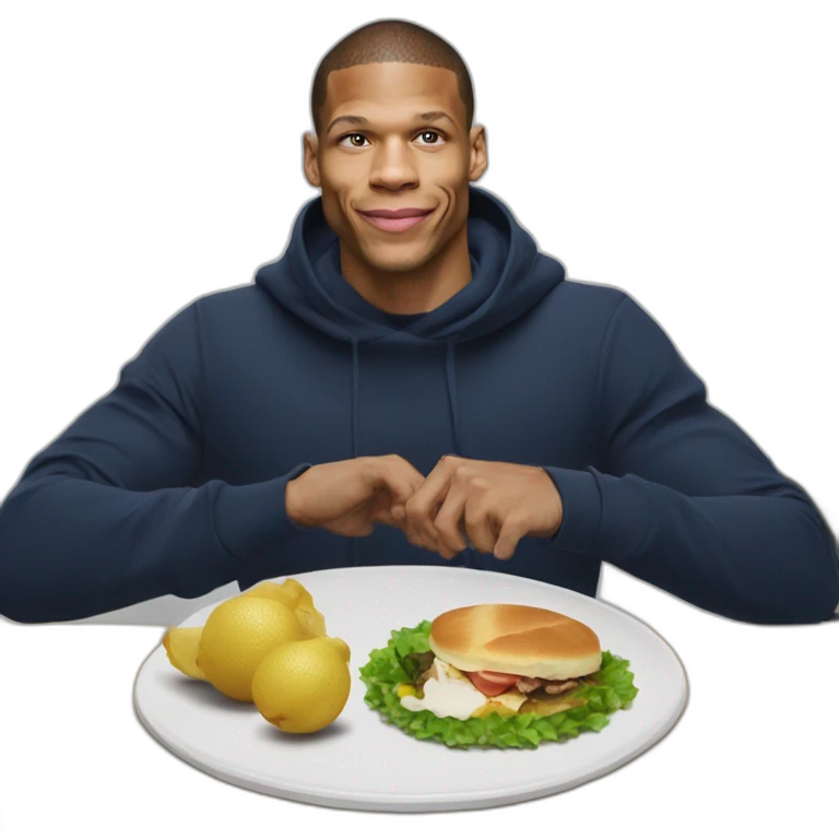 Kilian Mbappé en train de manger emoji
