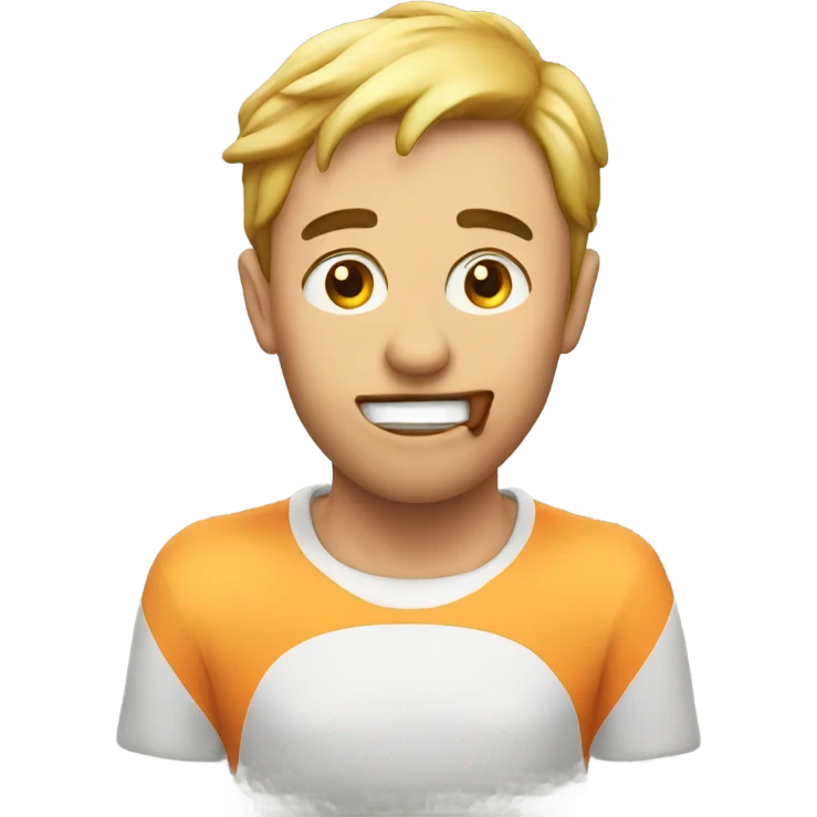 Guy with peach in mouth emoji