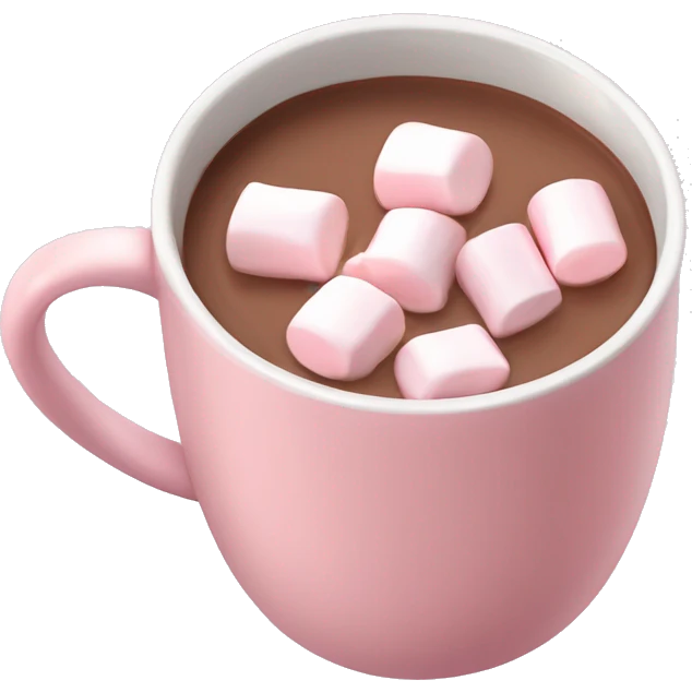 Light Pink mug of hot chocolate with marshmallows  emoji