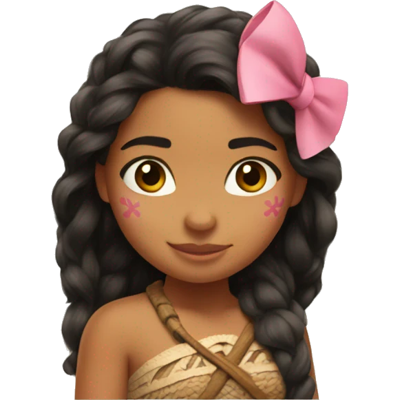Moana with a pink bow emoji