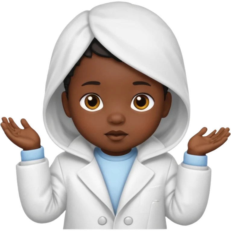 baby in white coat, black skin emoji