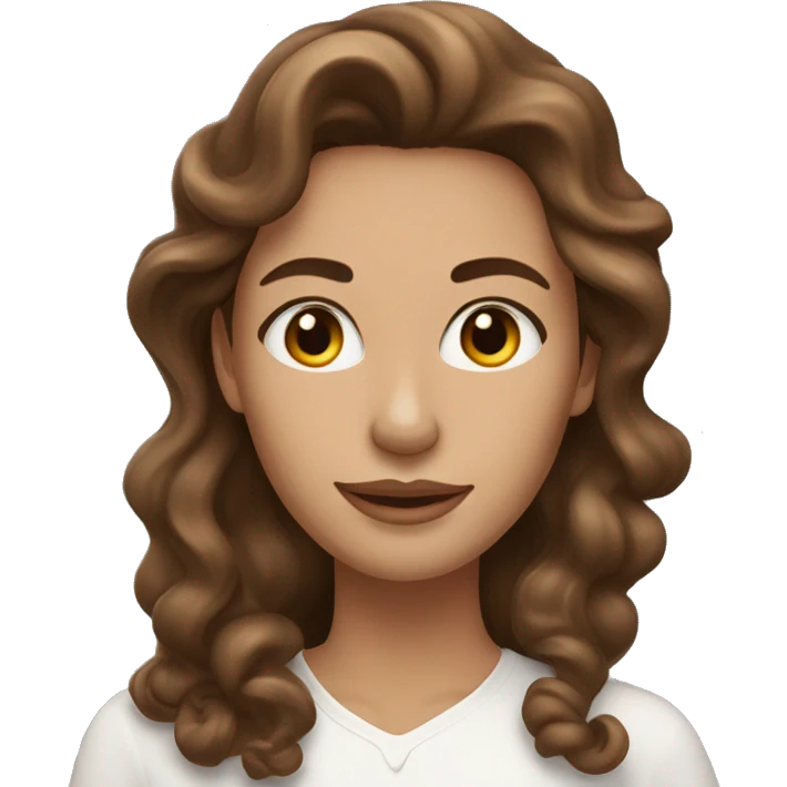 A woman with long curled brown hair with white skincare cream on her face  emoji