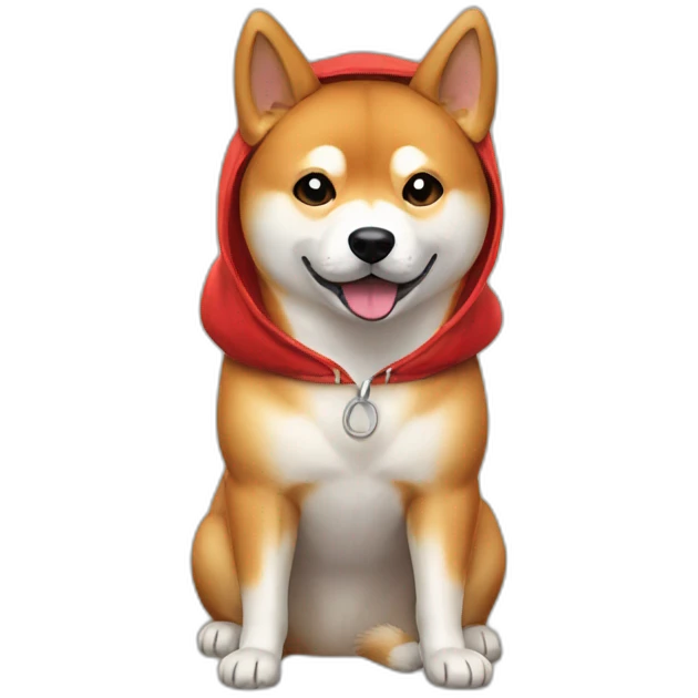 Shiba Inu wearing red hoodie emoji