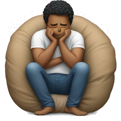 guy curled up with his head in between his own legs emoji