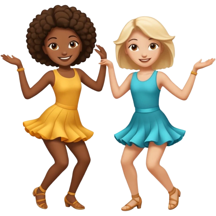 Best friends dancing: one black girl one white girl emoji