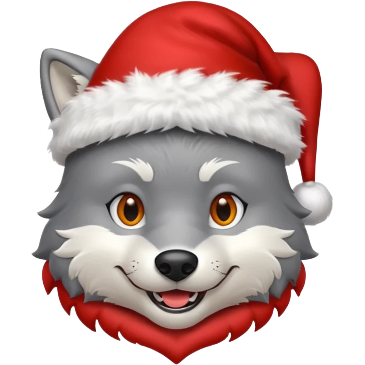 
wolf , Christmas hat  emoji