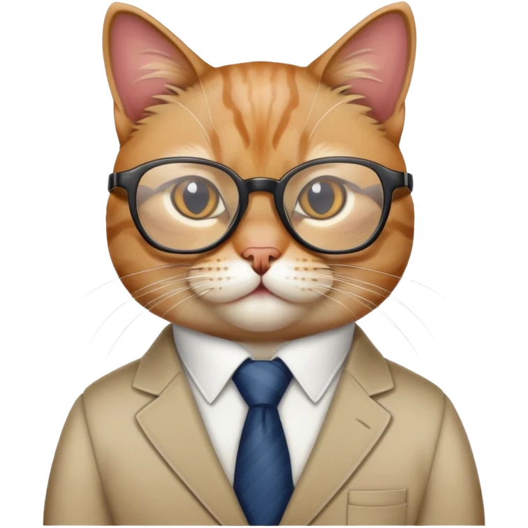 Кот в очках, как будто он главный в офисе emoji
