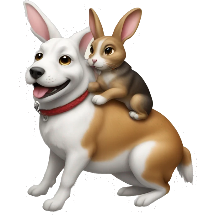 Rabbit riding a dog emoji