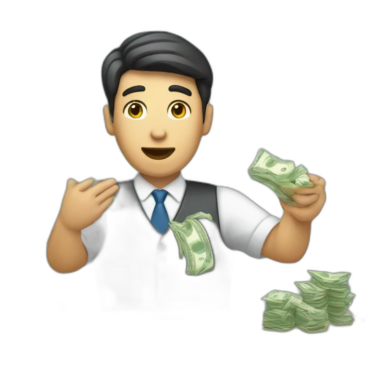 bank clerk throwing money away emoji