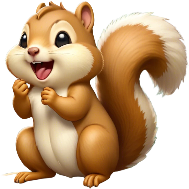 Cinematic Silly Yawning Squirrel Portrait Emoji, Head tilted with a dramatic, wide-open yawn revealing a tiny, adorable snout, soft, downy fur and a fluffy tail slightly askew, Simplified yet irresistibly cute features, highly detailed, glowing with a soft, cozy woodland glow, high shine, relaxed yet humorously expressive, stylized with a dash of whimsical woodland charm, soft glowing outline, capturing the essence of a drowsy yet endearing squirrel that appears ready to stretch and yawn its way into your heart! emoji