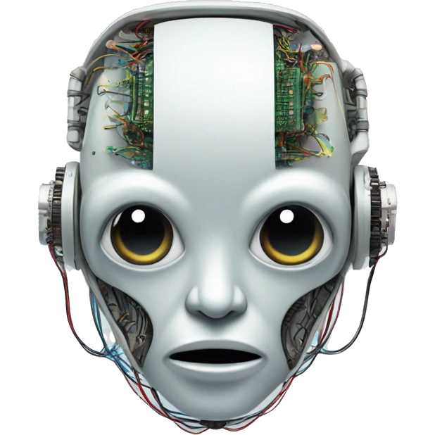 Alien robot head with wires and circuits emoji