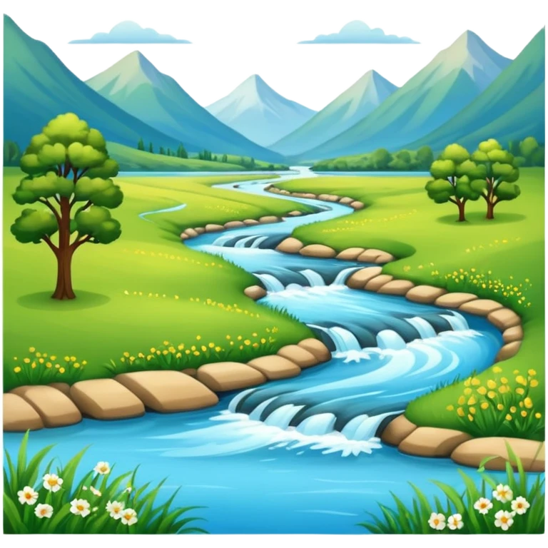meadow and river, no mountains in the background emoji