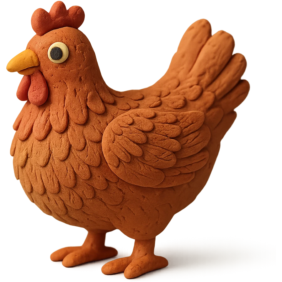 hen with detailed feathers in claymation style emoji