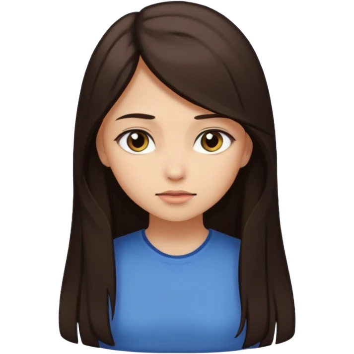 Girl long dark brown hair light medium skin pray head bowed eyes loving emoji