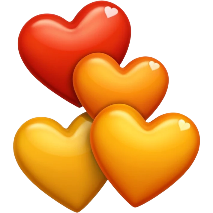 Trio of fall colored hearts emoji