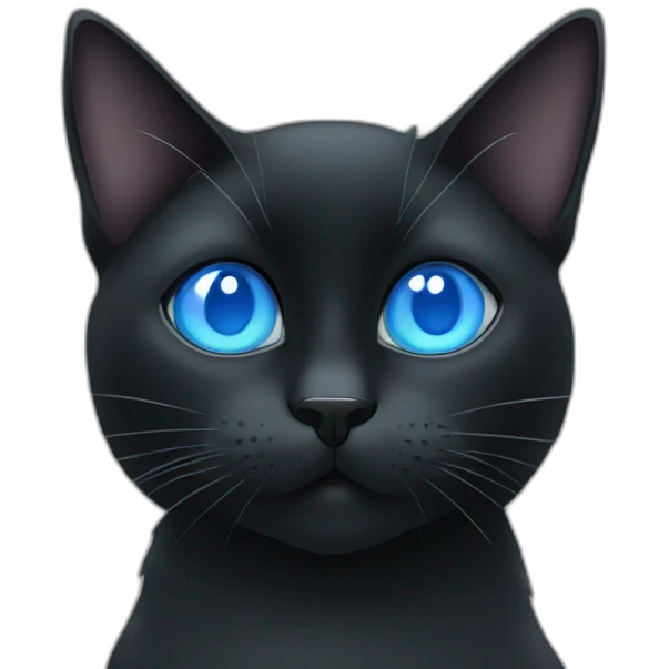 black cat with blue eyes looking at a stock chart emoji