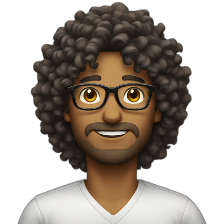 man with glasses and big curly hair emoji