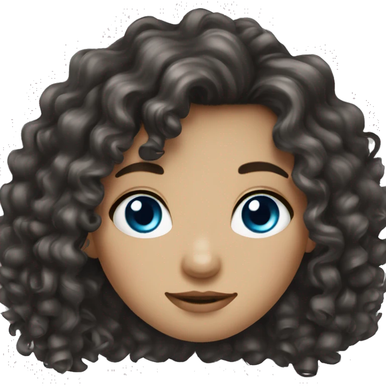Long dark hair Curly girl blue eyes emoji