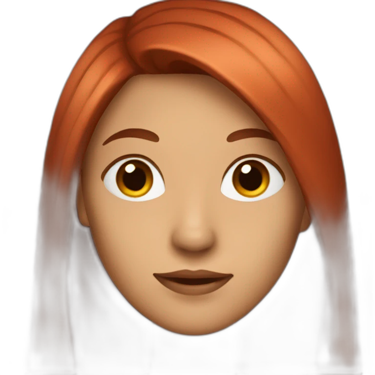 a woman with long hair, red burnt color emoji