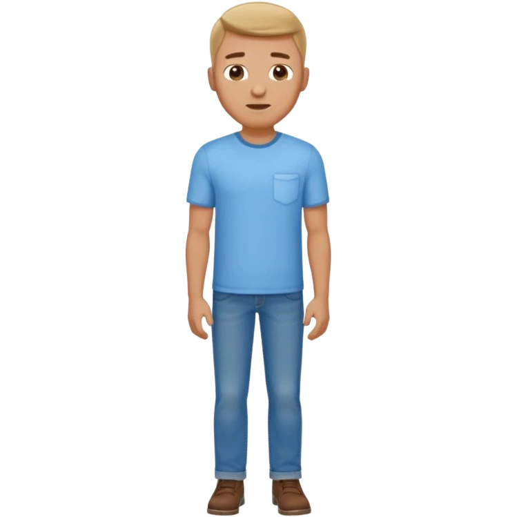 man in shirt with a light blue shirt and blue jeans standing emoji
