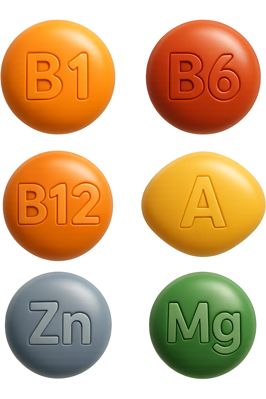emoji stile iphone in 3d di vitamine del gruppo B, vitamina A, zinco, magnesio, iperrealistico 4k emoji