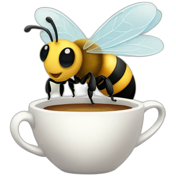 Bee at the morning taking a coffee emoji