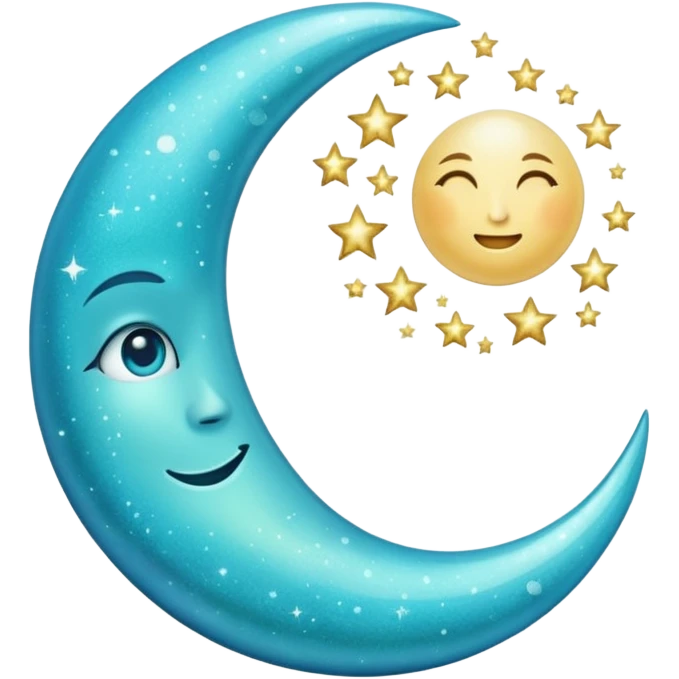 Glitter cian moon emoji