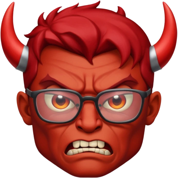 Devil man with rectangular glasses angry emoji