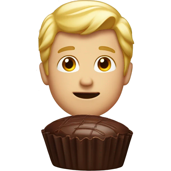 Chocolate is eated by a guy with blond hair  emoji