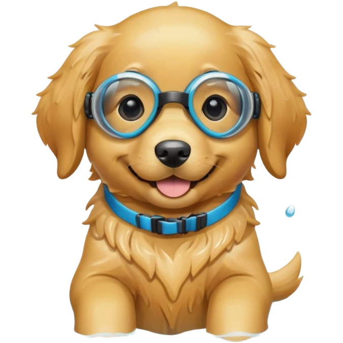 Golden retriever puppy with swimming goggles on  emoji