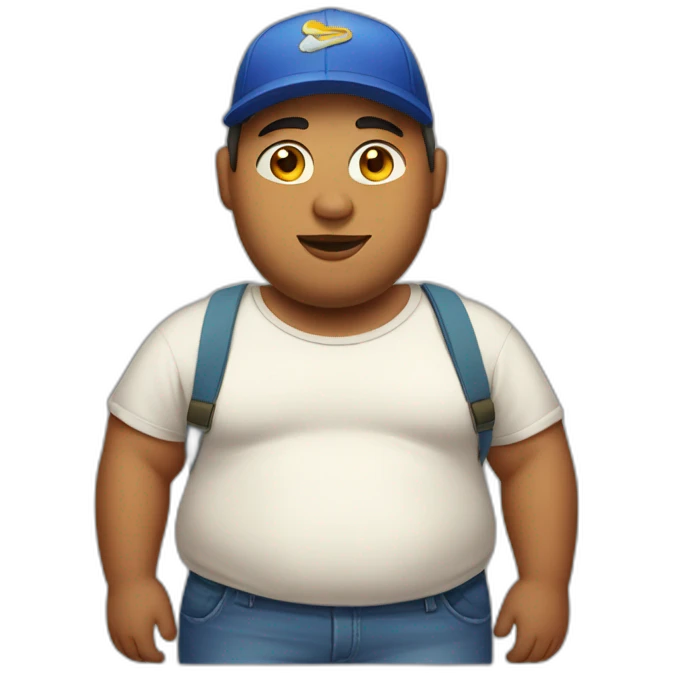 fatty young man in cap and loose clothing emoji
