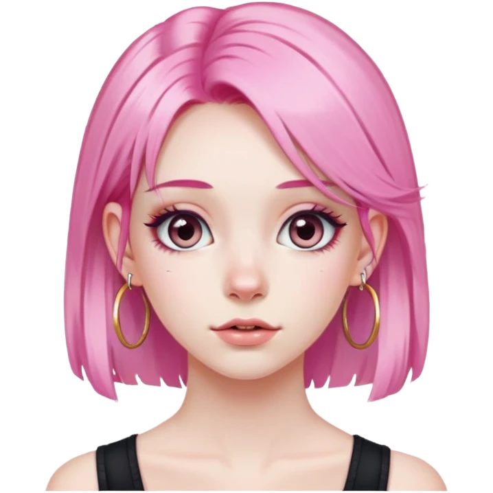 pink long haired girl pale long eyelashes hoop earrings emoji