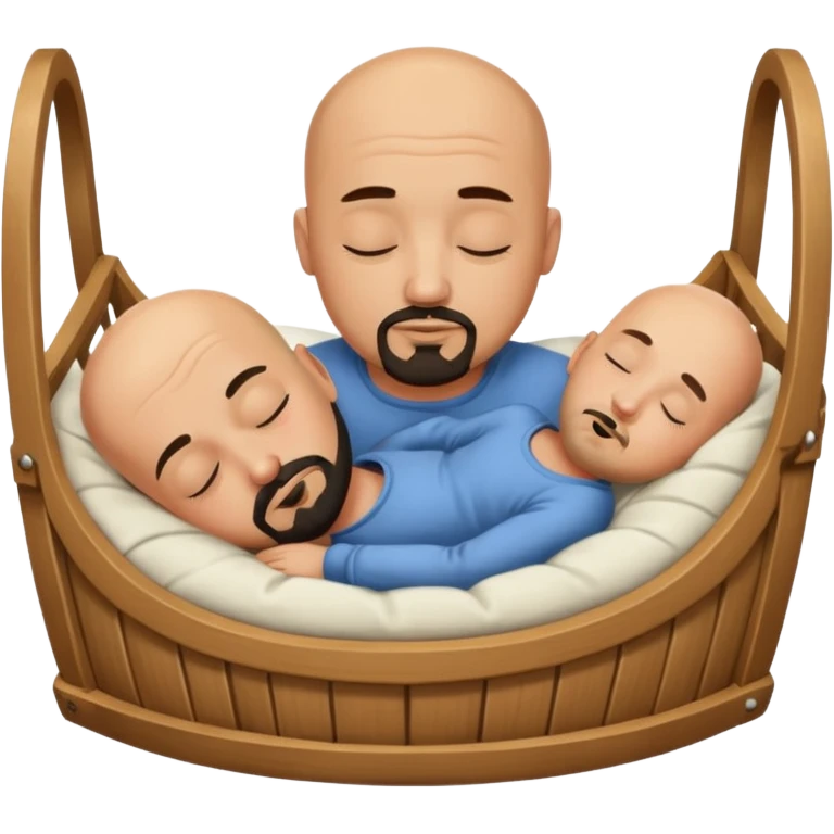 a bald, tan man who has a black goatee sleeping in a cradle emoji