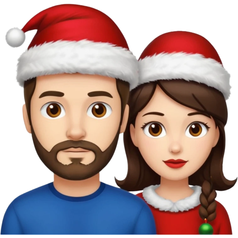 SCOTTISH MAN WITH STUBBLE AND BRUNETTE WOMAN WITH XMAS HAT emoji