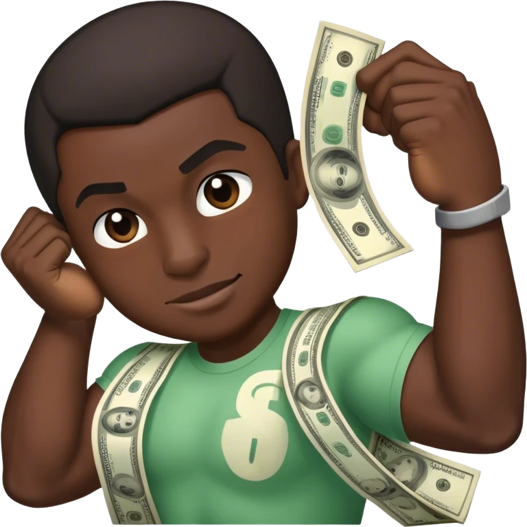 Black man flexing money emoji