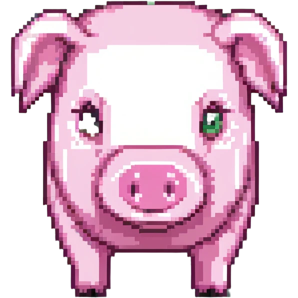 Minecraft pig, full body, pink blocky animal with square head and square body emoji