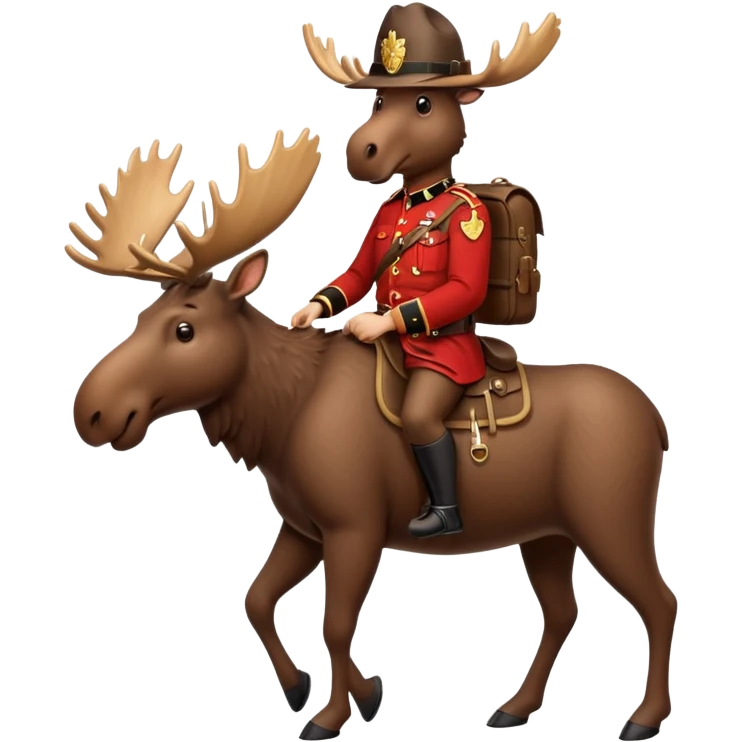 A moose with a mountie on the back emoji