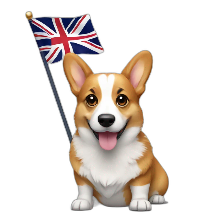 corgi with the British flag emoji