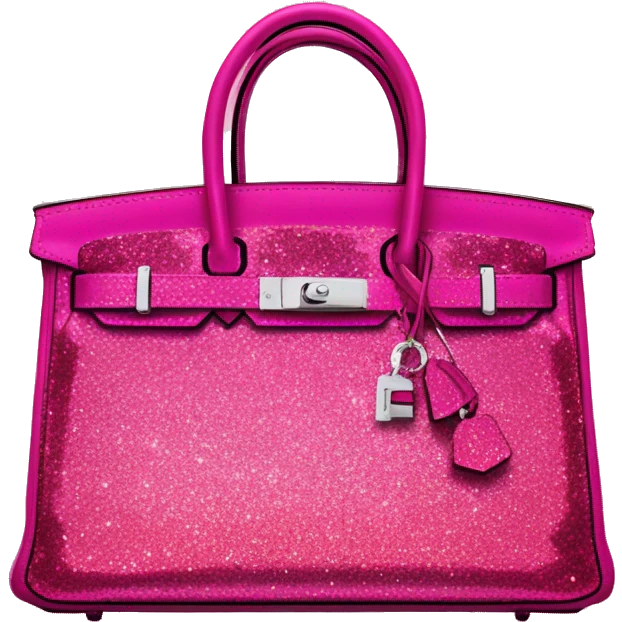 hot pink glittery sparkly diamond Hermes birkin bag emoji