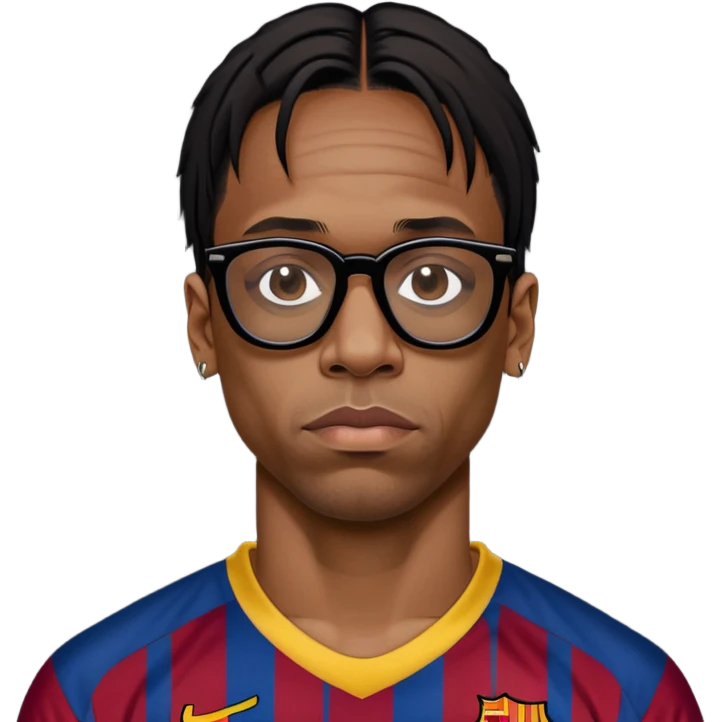 Travis Scott in black glasses and Barcelona jersey emoji