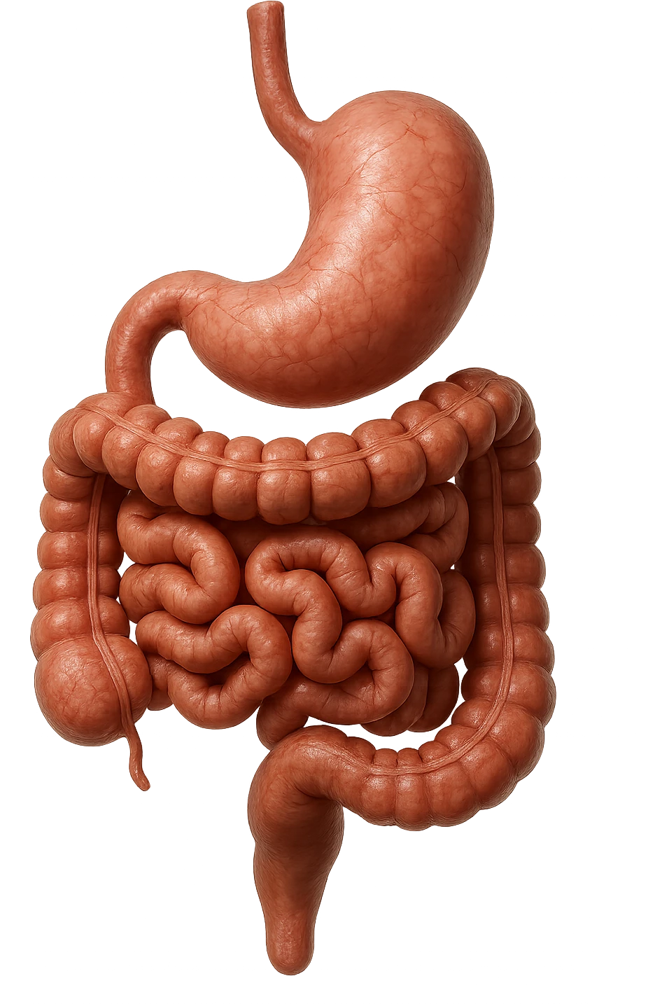 stomaco e intestino sono collegati, colore naturali, iperrealistico 4k emoji
