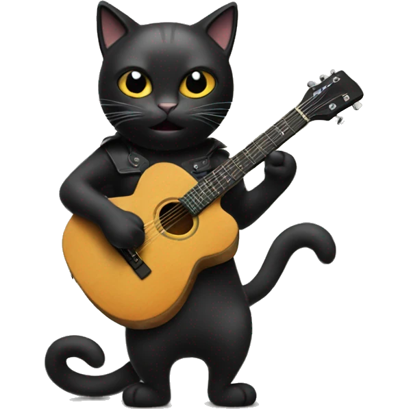 Black cat playing guitar  emoji